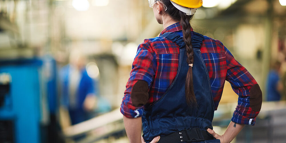 Rear view of woman observing the process